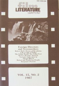 LITERATURE / FILM QUARTERLY magazine side cover Issue 58  Vol 15 # 2  1987